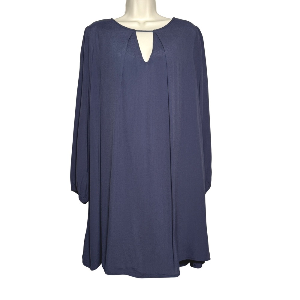 ASTR The Label Womens Shift Dress L‎ Blue Embroidered Floral Eyelet Minimalist